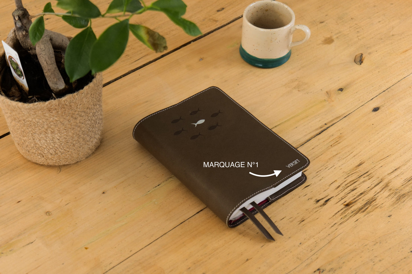 Couverture de bible en cuir - Poissons