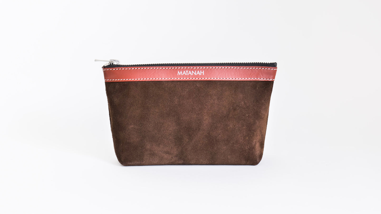 Trousse Atelier en cuir daim Marron