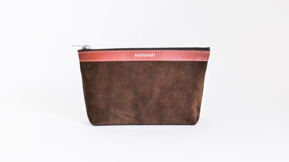 Trousse Atelier en cuir daim Marron