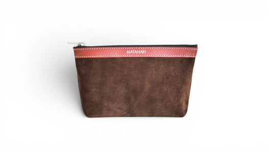 Trousse Atelier en cuir daim Marron
