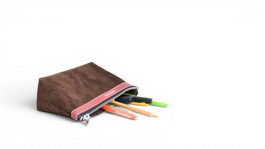 Trousse Atelier en cuir daim Marron